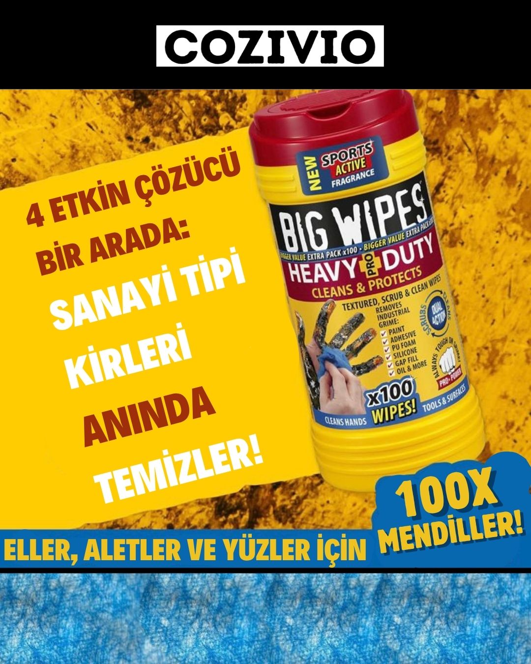 COZIVIO Cilt Dostu Güçlü Temizlik Mendili